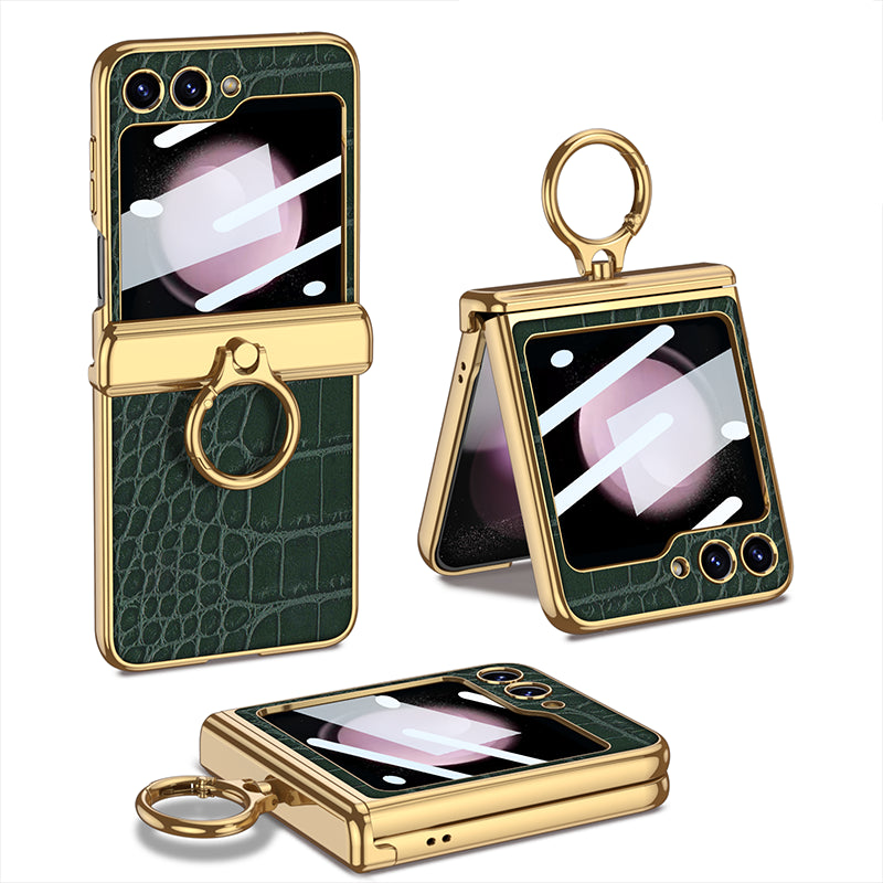 GKK For Samsung Galaxy Z Flip5 5G Case Magnetic Hinge Leather PC Phone Kickstand Cover with Small Screen Film GKK For Samsung Galaxy Z Flip5 5G Case Magnetic Hinge Leather PC Phone Kickstand Cover with Small Screen Film